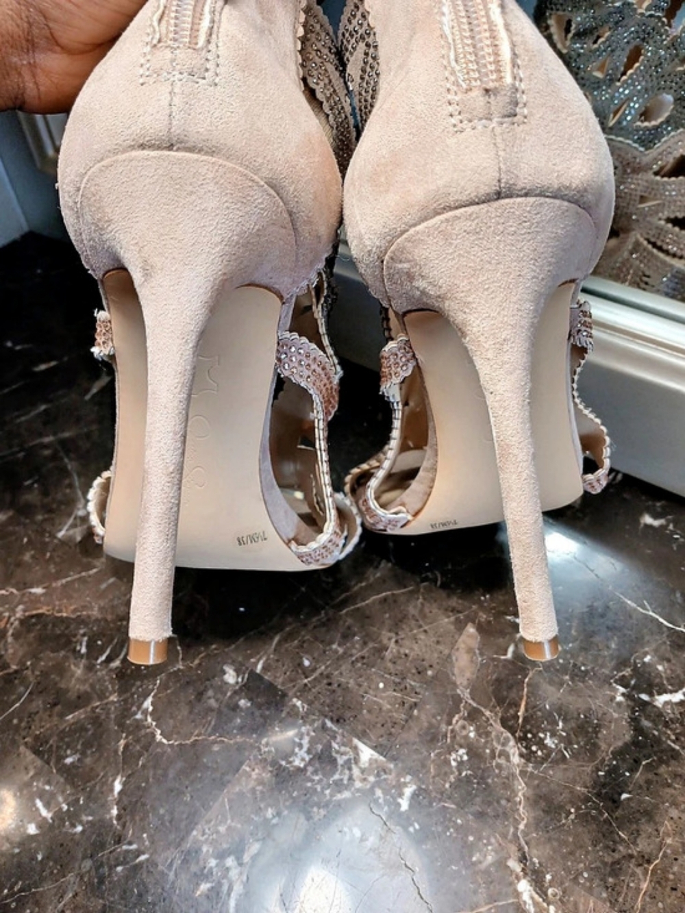 Jessica Simpson Embellished High Heel Sandals in Pink & Silver - Picture 8 of 15